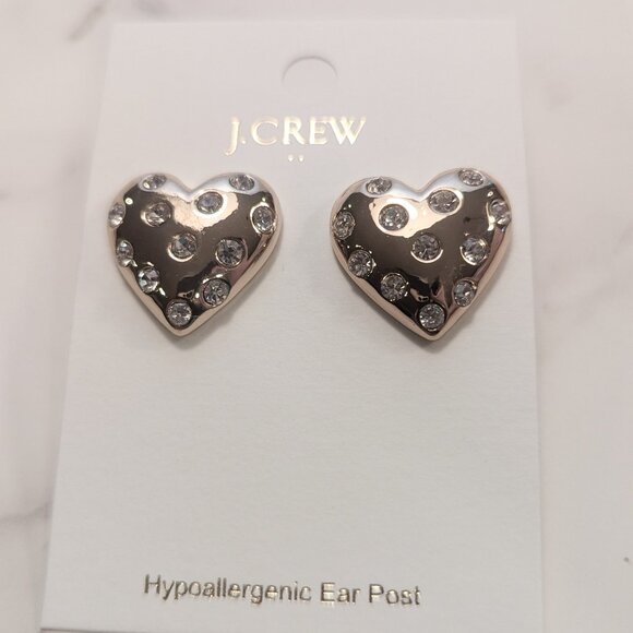 J.Crew Factory Pave Puffy Heart Bauble Earrings - Picture 1 of 5